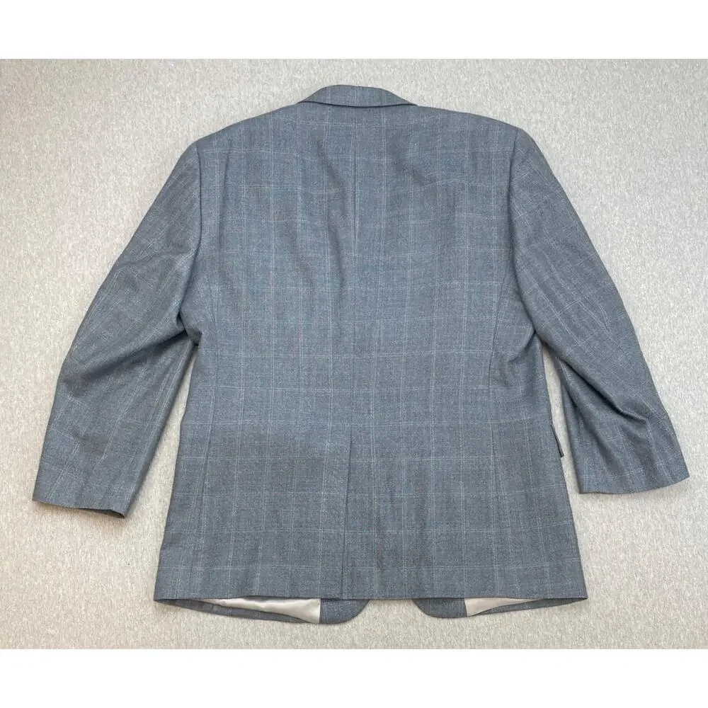 Jos A Bank Blazer‎ Mens 44R Plaid Wool Blend 2-Button Lined Single Breasted